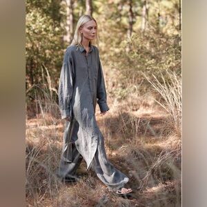 Mamene Florence Shirt Dress In Linen - Agave